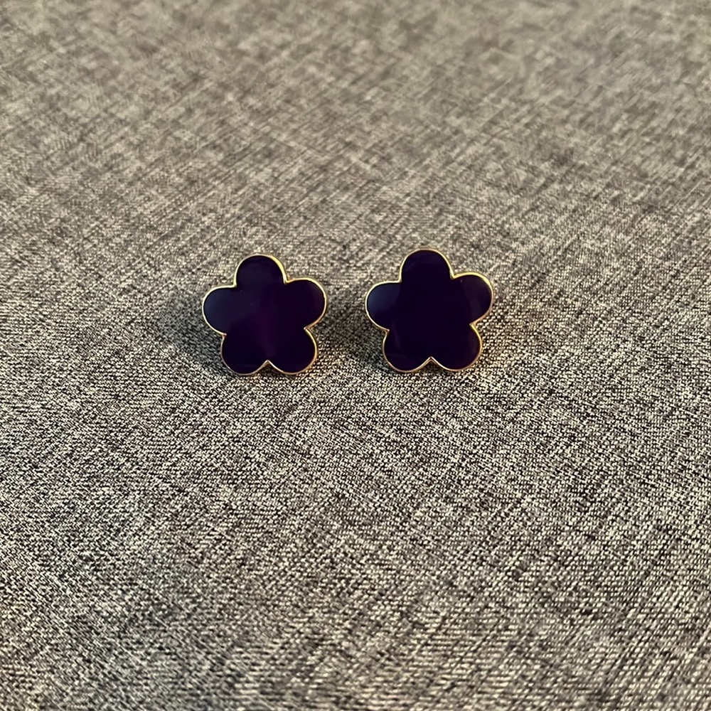 Dark purple and gold stud earrings by KEP design